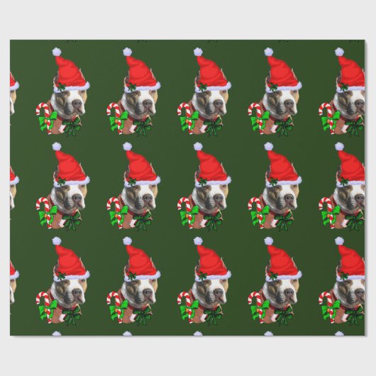 American Pit Bull Terrier Kerstmis Cadeaupapier (Vlak)