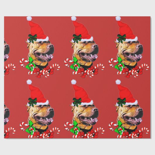American Pit Bull Terrier Kerstmis Cadeaupapier (Vlak)