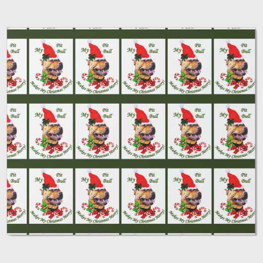 American Pit Bull Terrier Kerstmis Cadeaupapier (Vlak)