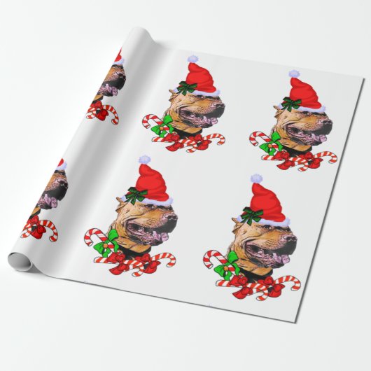 American Pit Bull Terrier Kerstmis Cadeaupapier (Uitgerold)