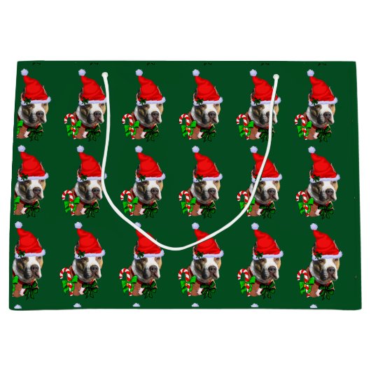American Pit Bull Terrier Kerstmis Groot Cadeauzakje (Voorkant)