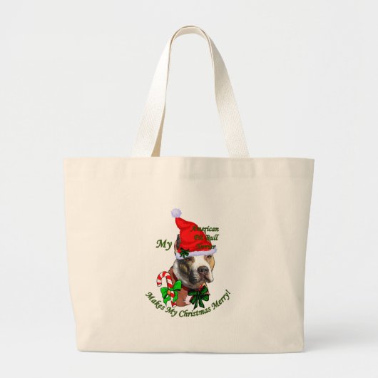 American Pit Bull Terrier Kerstmis Grote Tote Bag (Voorkant)