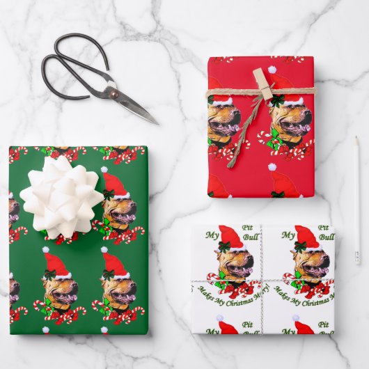 American Pit Bull Terrier Kerstmis Inpakpapier Vel (Voorkant)