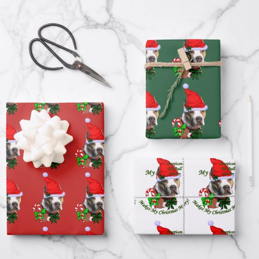 American Pit Bull Terrier Kerstmis Inpakpapier Vel (Voorkant)