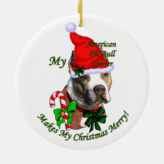 American Pit Bull Terrier Kerstmis Keramisch Ornament (Achterkant)