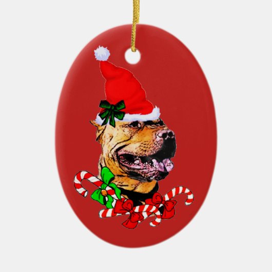 American Pit Bull Terrier Kerstmis Keramisch Ornament (Voorkant)
