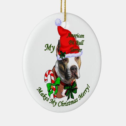 American Pit Bull Terrier Kerstmis Keramisch Ornament (Rechts)