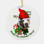 American Pit Bull Terrier Kerstmis Keramisch Ornament (Voorkant)