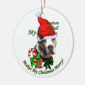American Pit Bull Terrier Kerstmis Keramisch Ornament (Links)