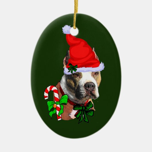 American Pit Bull Terrier Kerstmis Keramisch Ornament (Voorkant)