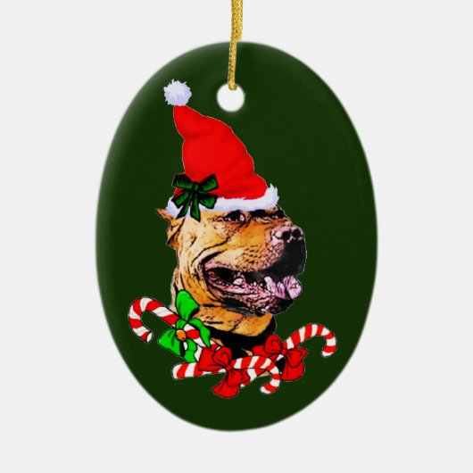 American Pit Bull Terrier Kerstmis Keramisch Ornament (Voorkant)