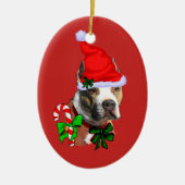 American Pit Bull Terrier Kerstmis Keramisch Ornament (Voorkant)