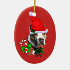 American Pit Bull Terrier Kerstmis Keramisch Ornament