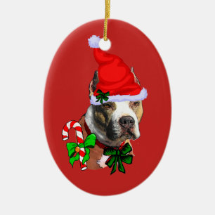 American Pit Bull Terrier Kerstmis Keramisch Ornament