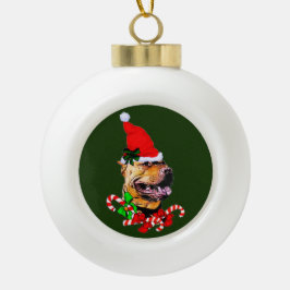 American Pit Bull Terrier Kerstmis Keramische Bal Ornament