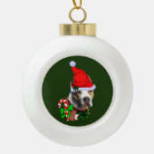 American Pit Bull Terrier Kerstmis Keramische Bal Ornament (Voorkant)