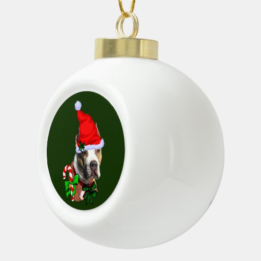 American Pit Bull Terrier Kerstmis Keramische Bal Ornament (Rechts)