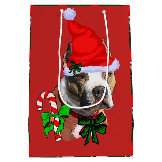 American Pit Bull Terrier Kerstmis Medium Cadeauzakje (Achterkant)