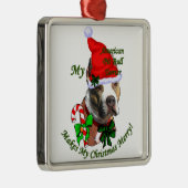 American Pit Bull Terrier Kerstmis Metalen Ornament (Rechts)