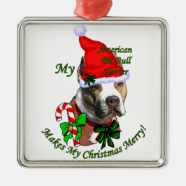 American Pit Bull Terrier Kerstmis Metalen Ornament