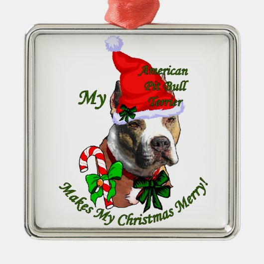 American Pit Bull Terrier Kerstmis Metalen Ornament (Voorkant)