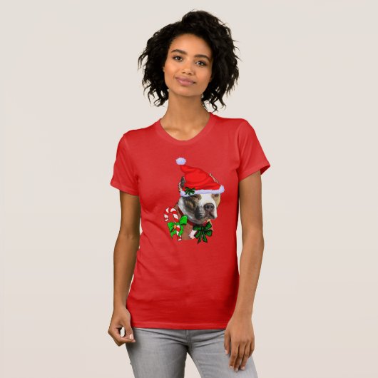 American Pit Bull Terrier Kerstmis T-shirt (Voorkant volledig)