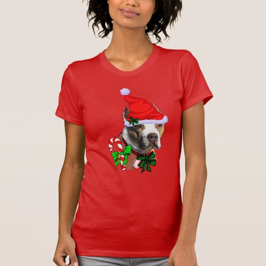 American Pit Bull Terrier Kerstmis T-shirt (Voorkant)