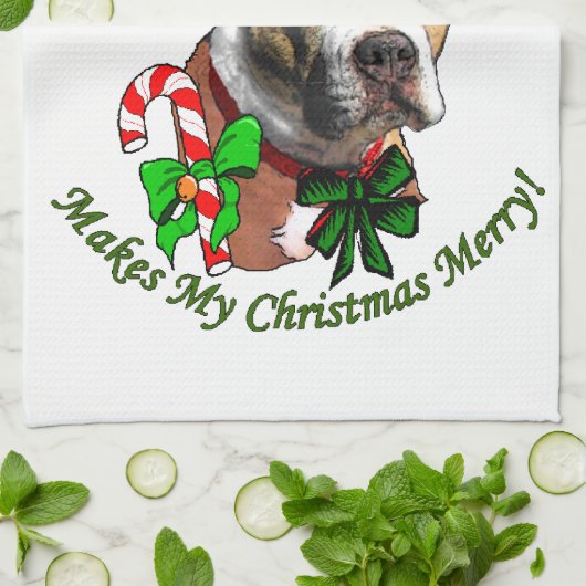 American Pit Bull Terrier Kerstmis Theedoek (Gevouwen)