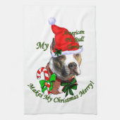 American Pit Bull Terrier Kerstmis Theedoek (Verticaal)