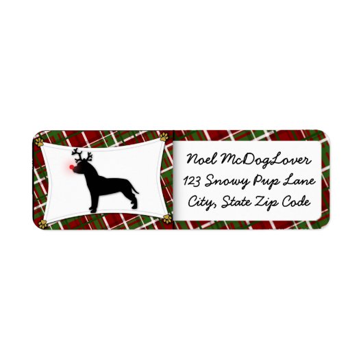 American Pit Bull Terrier Rendieren Kerstmis Etiket (Voorkant)