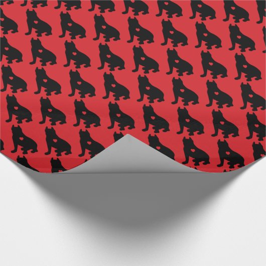 American Pit Bull Terrier Silhouette Cadeaupapier (Hoek)