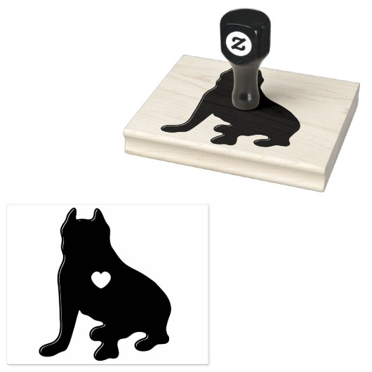 American Pit Bull Terrier Silhouette Rubberstempel (Gestempeld)