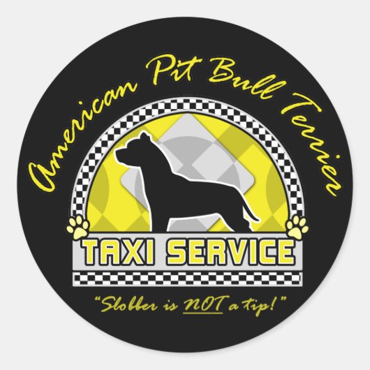 American Pit Bull Terrier Taxi Service Ronde Sticker (Voorkant)