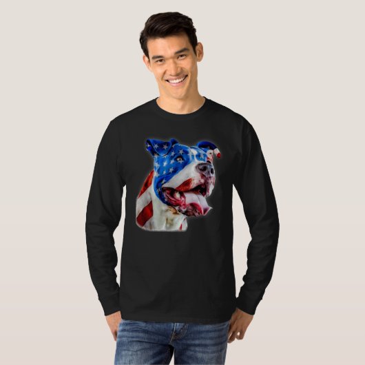 American Pit Bull Terrier Usa Flag Patriotic Dog T-shirt (Voorkant volledig)