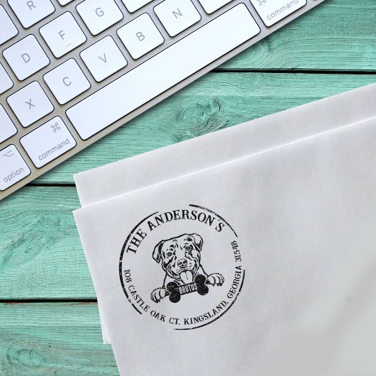American Pitbull Custom Family Return-adres Rubberstempel