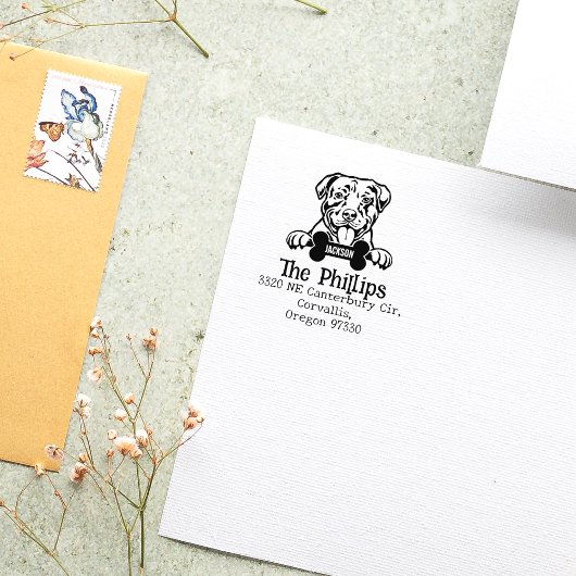 American Pitbull Dog, Custom Return Address Rubberstempel