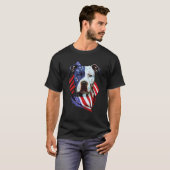 American Pitbull with American Flag Illustration T-shirt (Voorkant volledig)
