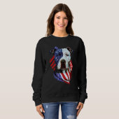 American Pitbull with American Flag Illustration Trui (Voorkant volledig)