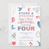 American Pizza Party for Boy or Girl 4th Birthday Kaart (Voorkant)