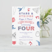 American Pizza Party for Boy or Girl 4th Birthday Kaart (Staand voorkant)