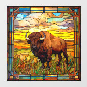 American Plains Buffalo Bison Faux Glas in lood Raamsticker (Vel)