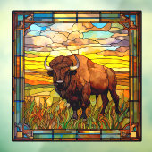 American Plains Buffalo Bison Faux Glas in lood Raamsticker (Vel 3)