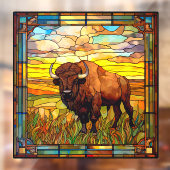 American Plains Buffalo Bison Faux Glas in lood Raamsticker (Vel 2)