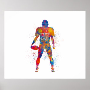 American player in watercolor poster