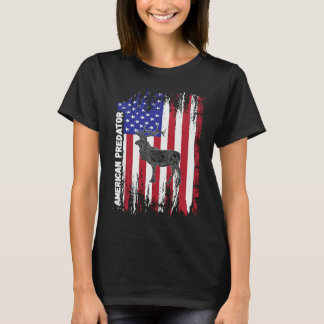American Predator Patriotic American Flag ELK Hunt T-shirt