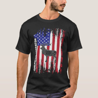 American Predator Patriotic American Flag ELK Hunt T-shirt