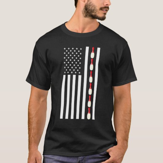 American Pride Bowling Pins Bowler ons Flag Bowlin T-shirt (Voorkant)