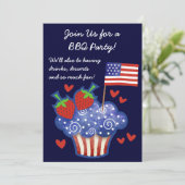 American Pride Cupcake 4 juli BBQ Invitation Kaart (Staand voorkant)