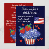 American Pride Cupcake 4 juli BBQ Invitation Kaart (Voorkant / Achterkant)