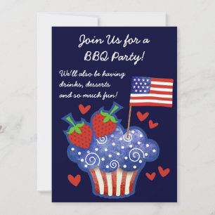 American Pride Cupcake 4 juli BBQ Invitation Kaart